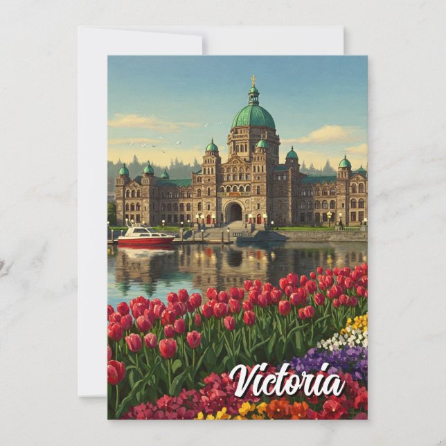 Tarjeta Festiva Victoria British Columbia Canada Travel (Anverso)