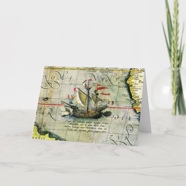 Tarjeta Festiva Victoria, mapa de antigüedades Océano Pacífico (Anverso)