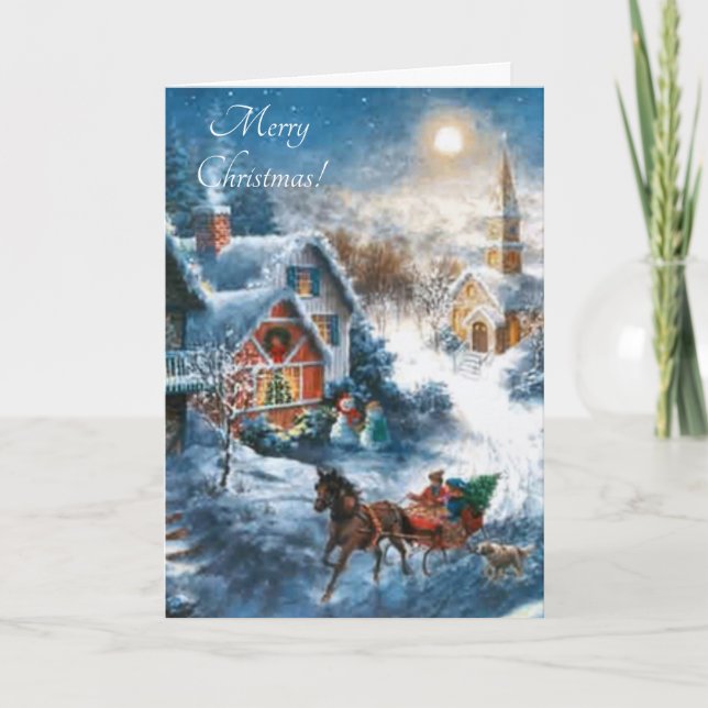 Tarjeta Festiva Victoria Village Merry Christmas (Anverso)