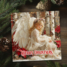 Tarjeta Festiva Victorian angel printable Christmas warm greeting
