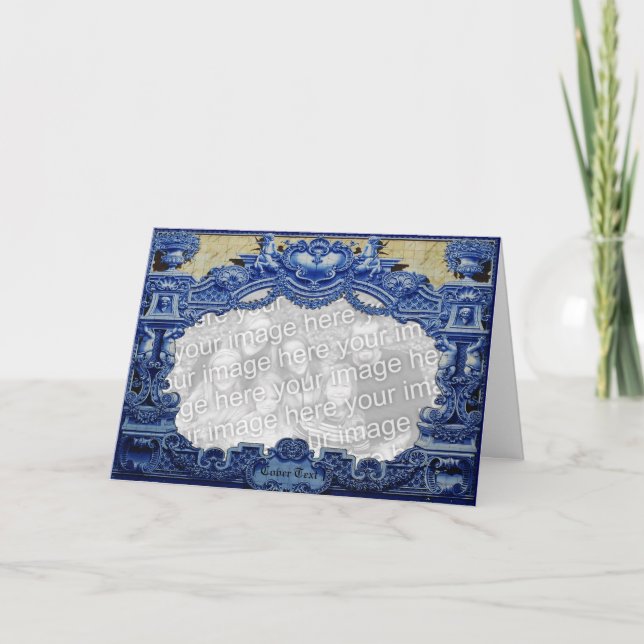 Tarjeta Festiva Victorian azul (Anverso)