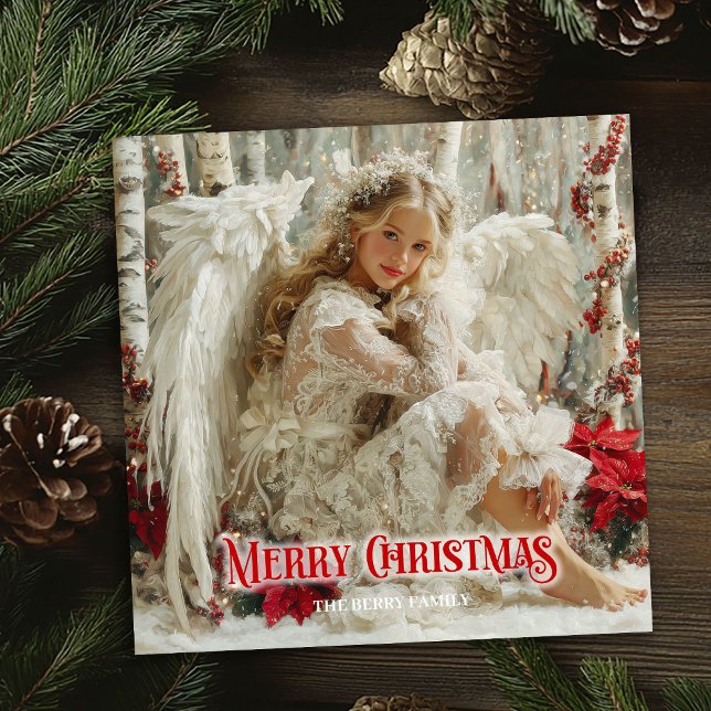 Tarjeta Festiva Victorian beautiful angel red and gold artistic  (Victorian beautiful angel red and gold artistic greeting card

)