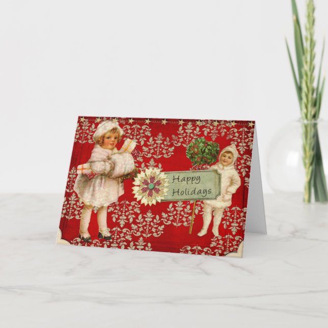 Tarjeta Festiva Victorian buenas fiestas (Anverso)