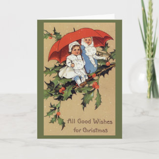 Tarjeta Festiva Victorian Children Christmas Greeting Card