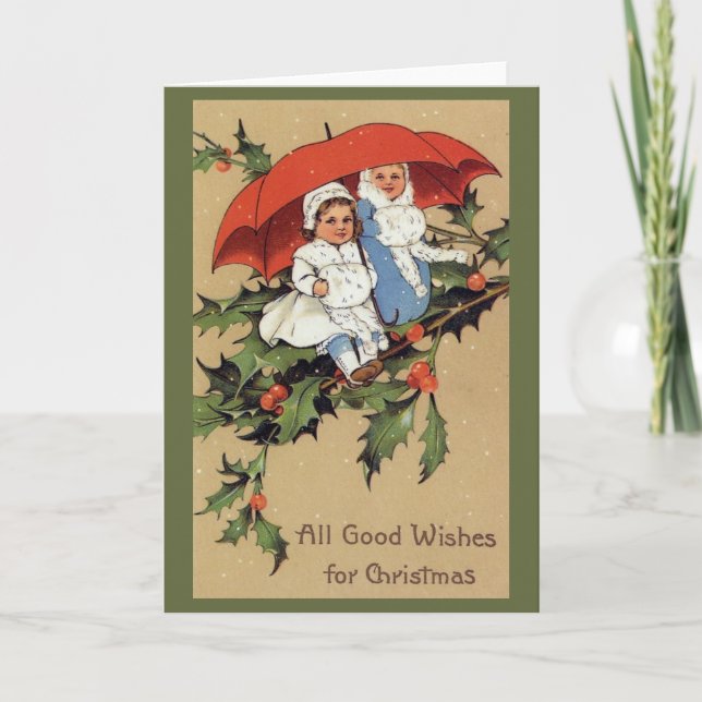 Tarjeta Festiva Victorian Children Christmas Greeting Card (Anverso)