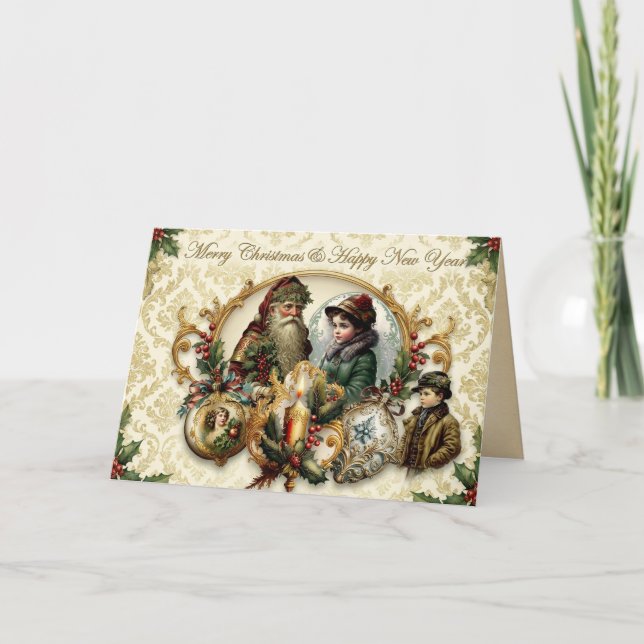 Tarjeta Festiva Victorian Christmas Elegance  (Anverso)