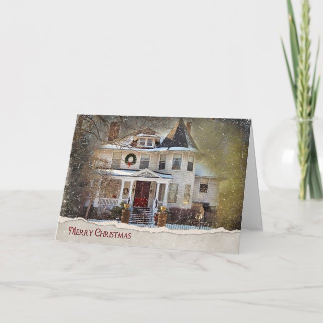 Tarjeta Festiva Victorian Christmas Home (Anverso)