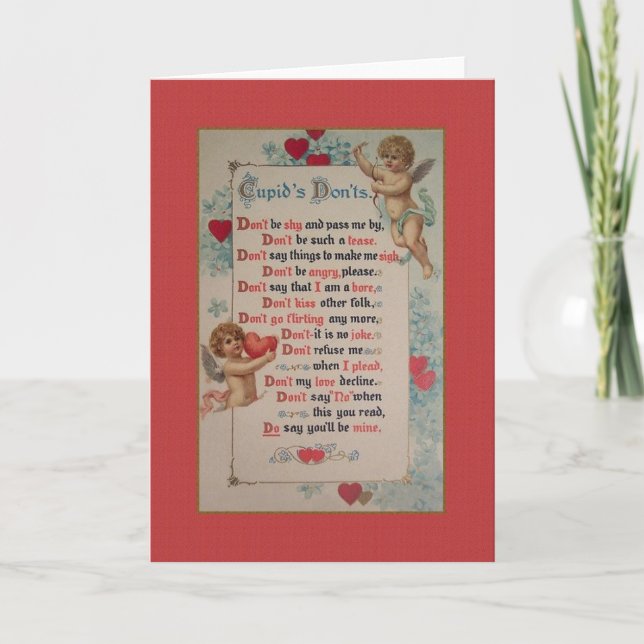 Tarjeta Festiva Victorian Cupid Don's Valentine (Anverso)