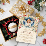 Tarjeta Festiva Victorian Exquisite Christmas Angel Flowers<br><div class="desc">Classic Romantic Exquisite Christmas Angel with Flowers Victorian-Themed Inspired Christmas Ornaments Exchange Invitations Cards with Joy to the World Quote. Enjoy a journey of nostalgia and elegance with our Victorian-Themed Inspired Christmas Ornament Exchange Invitation Cards featuring an Exquisite Classic Romantic Angel with Flowers. Each card beautifully displays a charming angel...</div>