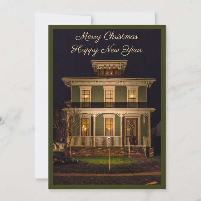 Tarjeta Festiva Victorian Home Holiday Card (Anverso)