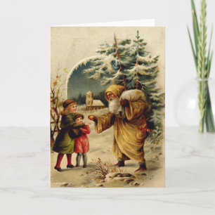 Tarjeta Festiva Victorian Santa