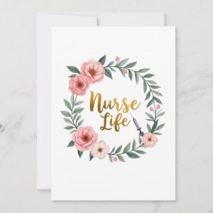 Tarjeta Festiva Vida de enfermera - acuarela Floral Tema médico