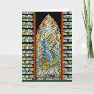 Tarjeta Festiva Vidriera de la Natividad Jesús Virgen María Religi
