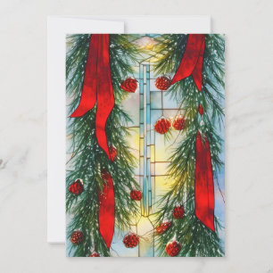 Tarjeta Festiva Vidrio de colores abeto y cinta presupuesto Navida