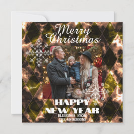 Tarjeta Festiva Vidrio emplomado brumoso Foto verde marrón