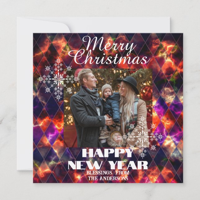 Tarjeta Festiva Vidrio emplomado neblinoso Foto multicolores (Anverso)