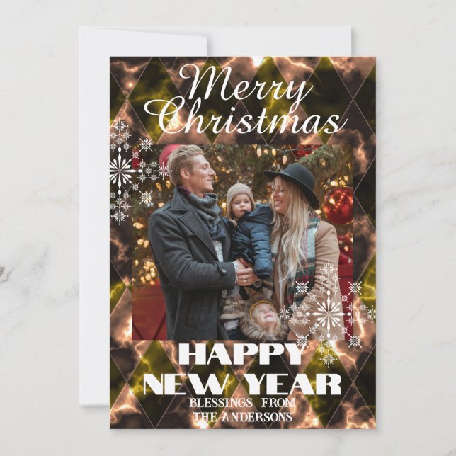 Tarjeta Festiva Vidrio manchado Misty Photo Green Brown (Anverso)