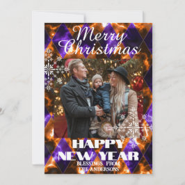 Tarjeta Festiva Vidrio manchado Misty Photo Purple Gold