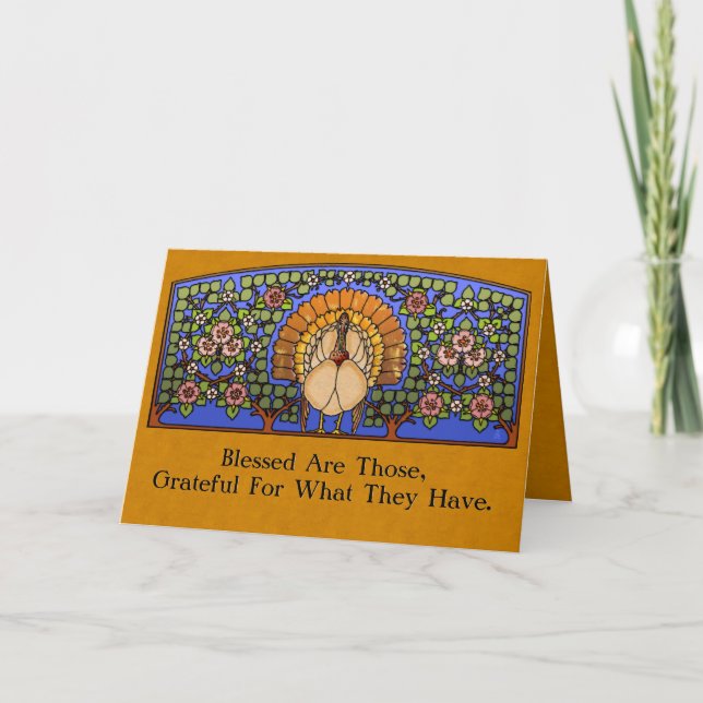 Tarjeta Festiva Vidrio manchado (tarjeta personalizada de Acción d (Anverso)