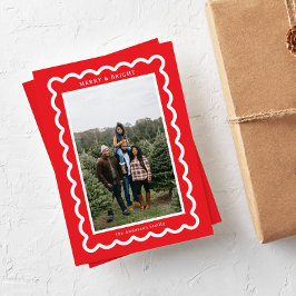 Tarjeta Festiva Vieira roja y blanca simple