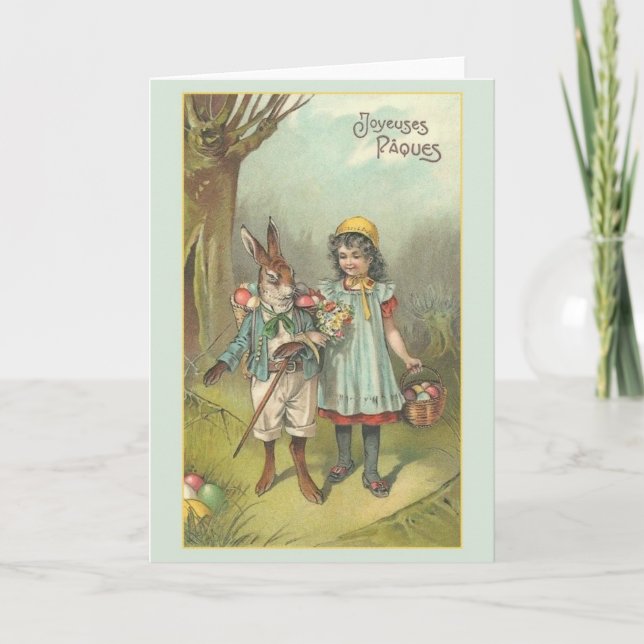 Tarjeta Festiva Vieja carta francesa de pascua Pâques (Anverso)