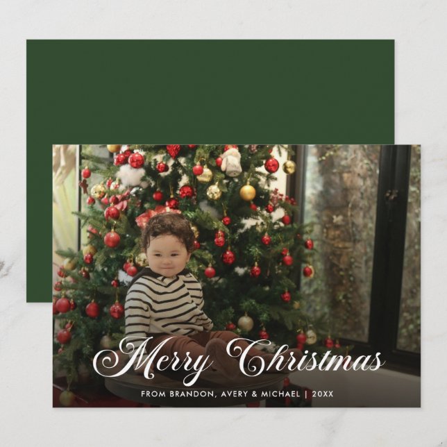 Tarjeta Festiva Vieja Familia De Moda Una Foto Navidades Sencillos (Anverso / Reverso)