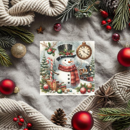 Tarjeta Festiva Viejas campanas de jingle y Navidades Snowman