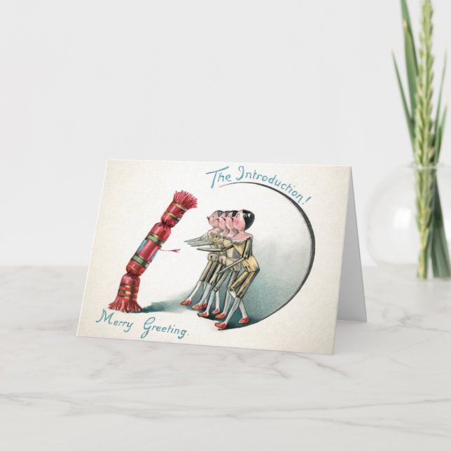 Tarjeta Festiva Viejas muñecas de madera añeja victorianas (Anverso)