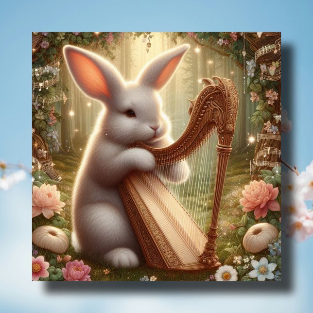 Tarjeta Festiva Viejo Art Nouveau Bunny Woodland Pascua (Subido por el creador)