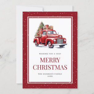 Tarjeta Festiva Viejo Camión de Granja Roja Regalos de Árbol de Na