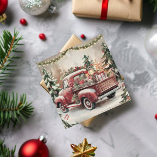 Tarjeta Festiva Viejo camión de Navidades rojos
