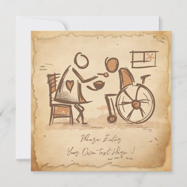 Tarjeta Festiva Viejo cuidador de moda, asistente de Enfermería (Anverso)