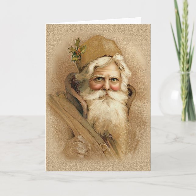 Tarjeta Festiva Viejo Mundo Santa - Sin texto (Anverso)