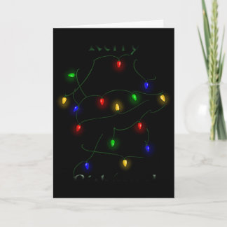 Tarjeta Festiva Viejo perro pastor inglés - Luces Navidades