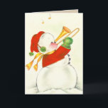 Tarjeta Festiva Viejo Snowman Trombone<br><div class="desc">Tarjetas de Navidades victorianos para la gente que amas. ¡Fácil de personalizar! Cada postal del mundo antiguo se restaura con mucho gusto para obtener la mejor calidad de impresión. Trombón jugando a Snowman.</div>