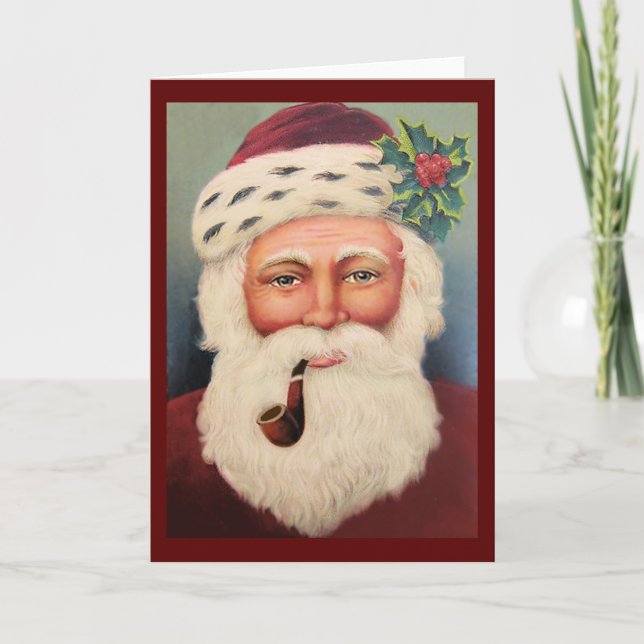 Tarjeta Festiva Viejo Viejo Mundo Santa (Anverso)