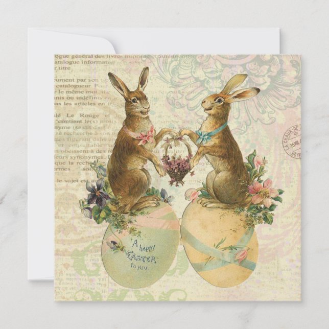 Tarjeta Festiva Viejos conejitos de Pascua (Anverso)