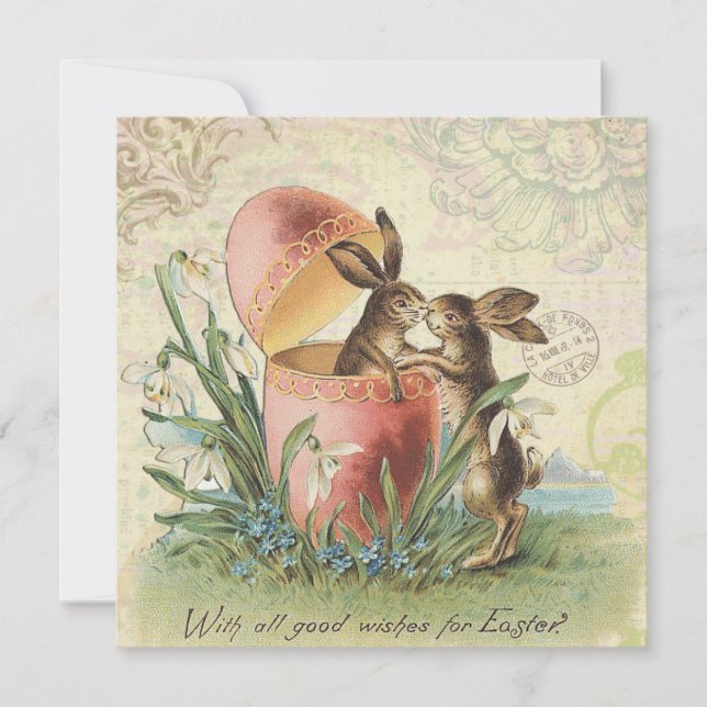 Tarjeta Festiva Viejos conejitos de Pascua de Francia (Anverso)