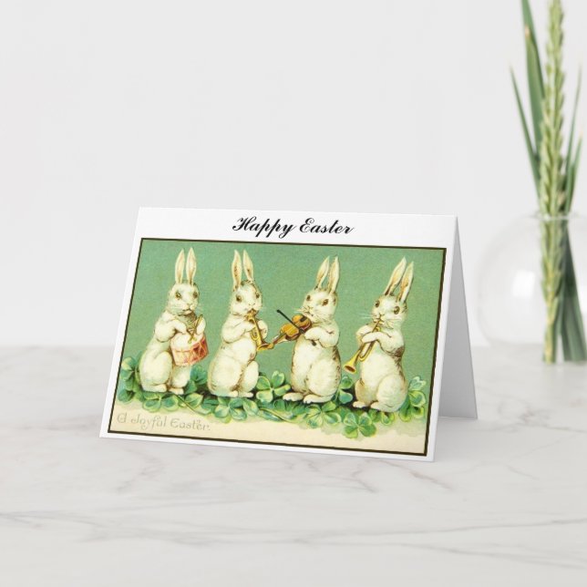 Tarjeta Festiva Viejos conejitos de Pascua Musical (Anverso)