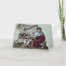 Tarjeta Festiva Viejos Navidades de la joya Santa trabajando en su