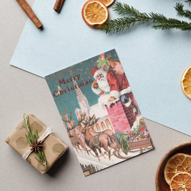 Tarjeta Festiva Viejos Navidades de moda Winter Santa Claus (Subido por el creador)