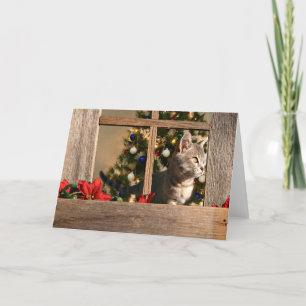 Tarjeta Festiva Viendo a Santa Claus