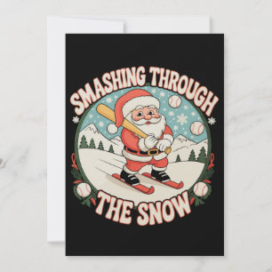 Tarjeta Festiva Viendo A Través De Los Navidades De Béisbol De Nie
