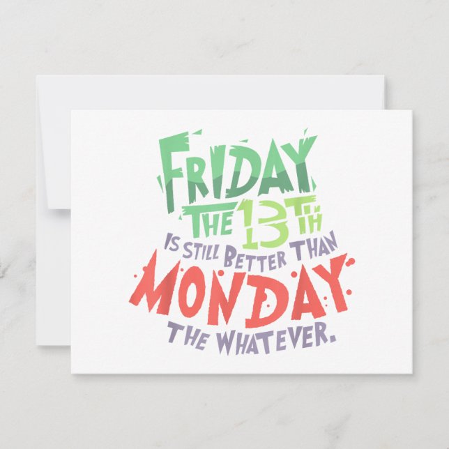 Tarjeta Festiva Viernes 13 es Mejor que Lunes el Cualquiera (Anverso)
