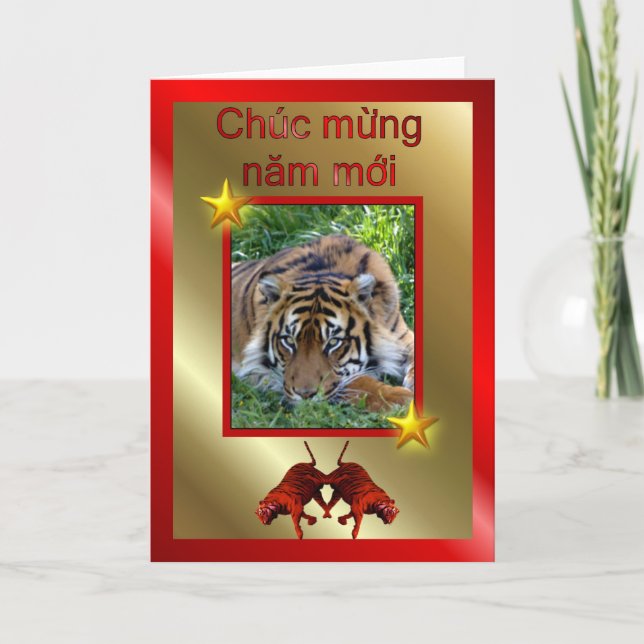 TARJETA FESTIVA VIETNAMITA FELIZ AÑO NUEVO - ESCRITO EN VIETNAMITA (Anverso)