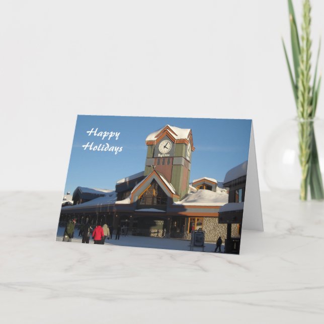 Tarjeta Festiva Villa de esquí de invierno (Anverso)