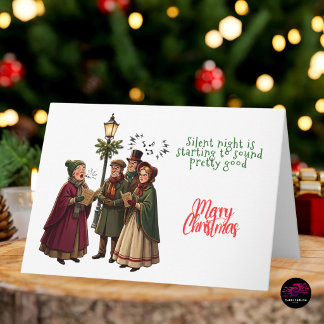 Tarjeta Festiva Villanceros Divertidos de Noche Silenciosa