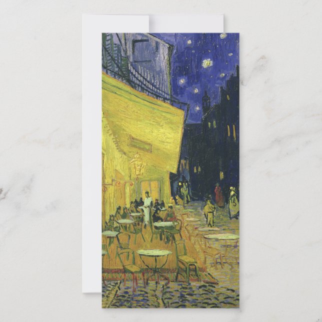 Tarjeta Festiva Vincent van Gogh - Cafe Terrace de noche (Anverso)