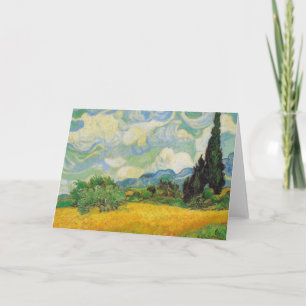 Tarjeta Festiva Vincent Van Gogh - Campo de trigo con cipreses