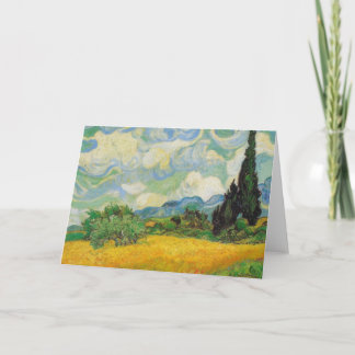 Tarjeta Festiva Vincent Van Gogh - Campo de trigo con cipreses